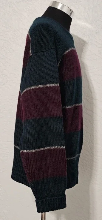 Vintage Polo Ralph Lauren Sweater Wool Handknit Colorblock Crewneck Large 90s